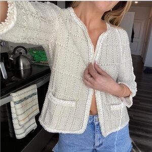 Chico’s Cream Textured Jacket